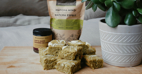 Matcha Mind Blondies with Lion's Mane