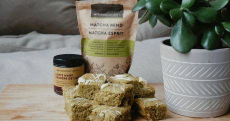 Matcha Mind Blondies with Lion's Mane