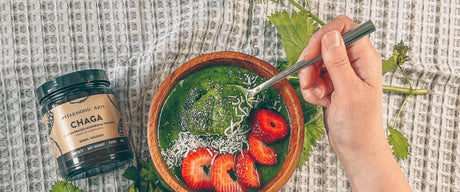 Wild Greens Smoothie Bowl with Chaga - Harmonic Arts